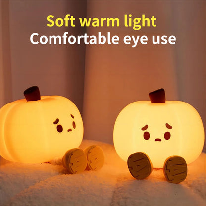 Flag Village Home Decor Halloween Pumpkin Night Light Cute Soft Silicone Lamp Touch  Dimmable Rechargeable Bedside Decor Light Kids Gifts Halloween Decorations
