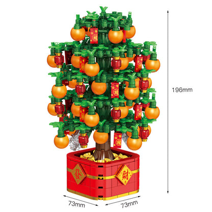 Flag Village DIY Building Blocks Music Box Christmas Tree Model Desktop Decoration Ornaments Gift Box For Woman Kids Present New Year Gifts