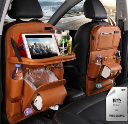 Flag Village Auto Tools PU Leather Car Storage Bag Multifunction Seat Back Tray Hanging Bag Waterproof Car Organizer Automotive Interior Accessories