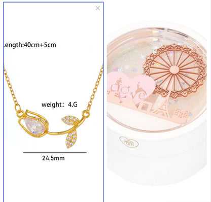Flag Village Ferris Wheel Induction Lamp Light Luxury Ring Set Chain Jewelry Box