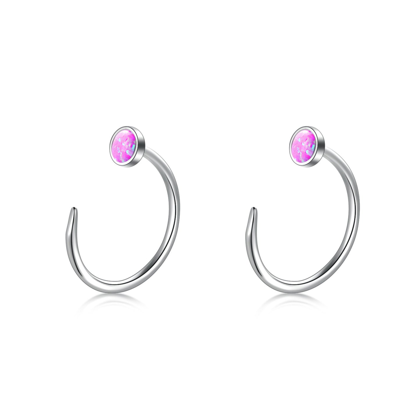 Flag Village Ear Huggie Earrings Opal Half Cuff Hoop Earrings Threader Jewelry Gifts for Women Men Birthday