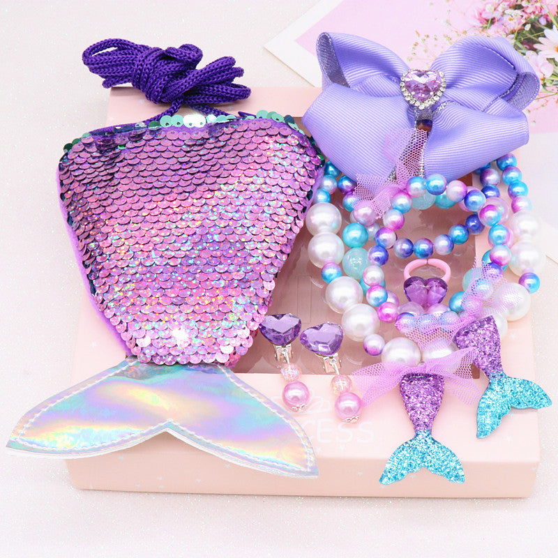 Flag Village Children's Ornament Set Cartoon Fishtail Bag Gift Box