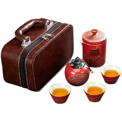 Flag Village Ceramic Portable Travel Tea Set Gift Box