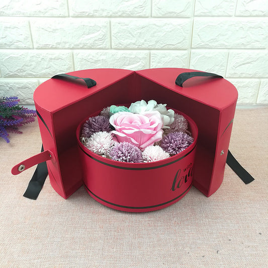 Flag Village Gift Box Valentine's Day Side Opening Round Paper Gift Box For Holding