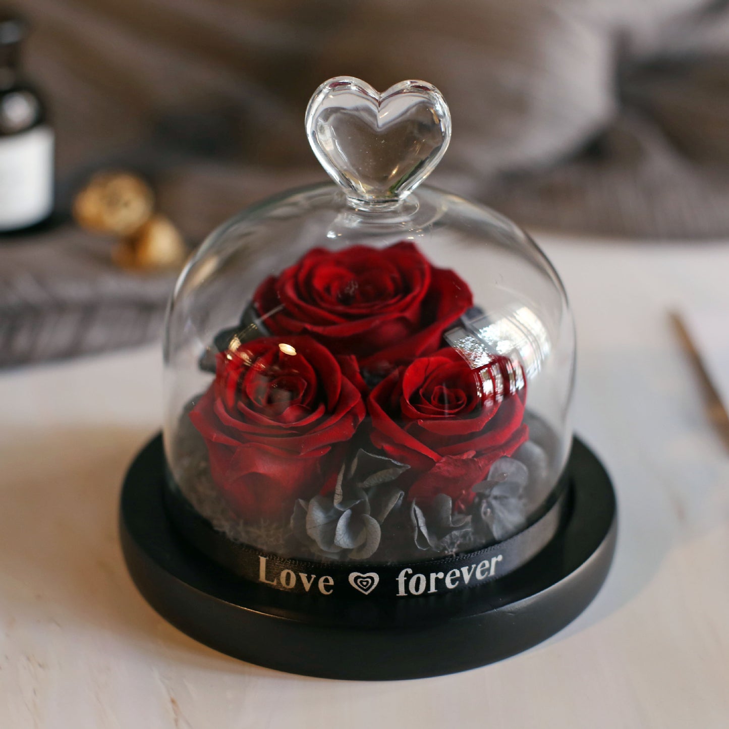 Flag Village Valentine's Day Birthday Gift Gift Box Glass Cover Big Rose Immortal Flower