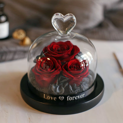 Flag Village Valentine's Day Birthday Gift Gift Box Glass Cover Big Rose Immortal Flower