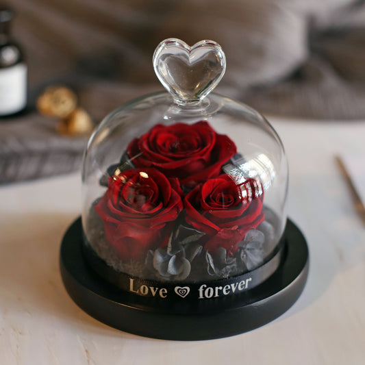 Flag Village Valentine's Day Birthday Gift Gift Box Glass Cover Big Rose Immortal Flower
