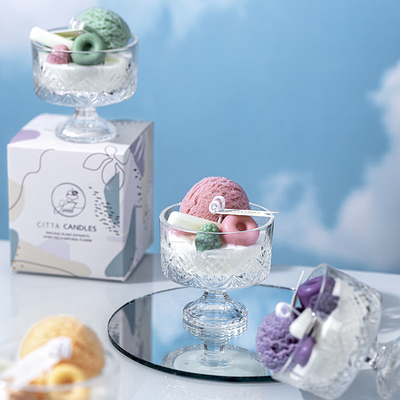 Flag Village Creative Ice Cream Carved Candle Essential Oil And Hand Gift Box