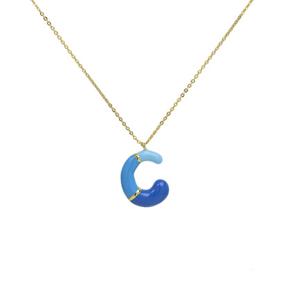Flag Village Brass Epoxy Capsule 26 Letter Necklace For Women Initial Alphabet Pendant Necklace Fashion Link Chain Jewelry Gifts