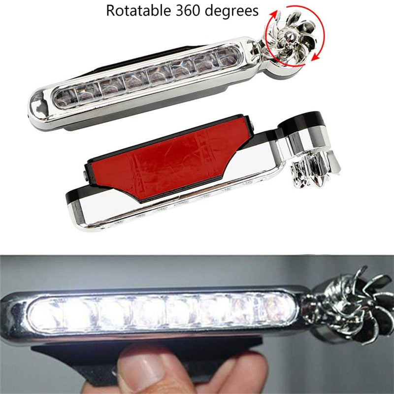 Flag Village Auto Tools 2Pcs No Need External Power Supply Wind Energy Day Light LED Car DRL Led Daytime Running Light Lamp Strip RGB Motorcycle Stying