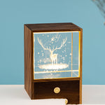 Flag Village Wooden Box Square Crystal Ball Elk Cloud Night Light Christmas Birthday Gift