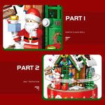 Flag Village Music Box Kids Building Blocks Christmas Tree Ornaments Rotating LED Shining Music Box DIY City Bricks For Children Gift