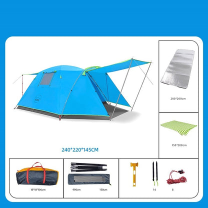 Flag Village Four Person Outdoor Camping Space Folding And Thickening Tent Rain And Sun Proof Outdoor