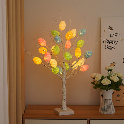 Flag Village Easter Decoration 60cm Birch Tree Home Easter Egg LED Light Gift Spring Party Tabletop Ornaments Light Easter Party Kids Gifts