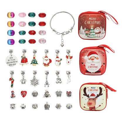 Flag Village Christmas Bracelet Beads Gift Box Jewelry Set