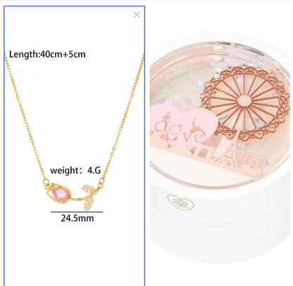 Flag Village Ferris Wheel Induction Lamp Light Luxury Ring Set Chain Jewelry Box