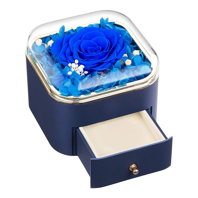 Flag Village Valentines Day Rose Flower Drawer Jewelry Box Earrings Ring Necklace Storage Valentine's Day Gift Box Romantic Jewelry Packaging Box