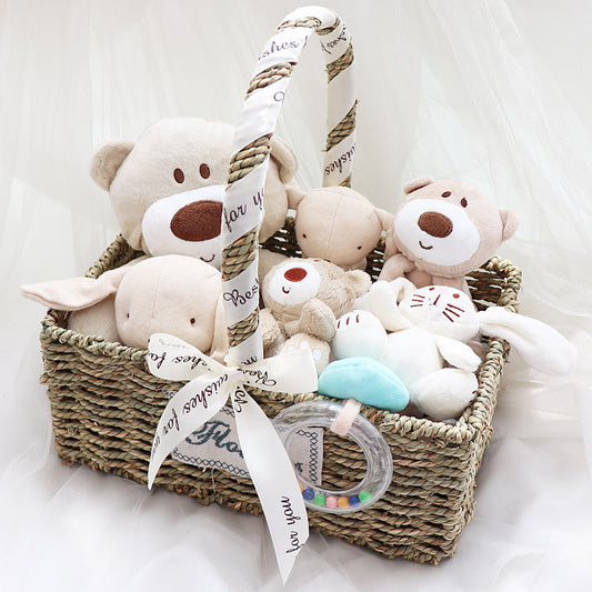 Flag Village Newborn Baby Color Cotton Toy Set Gift Box