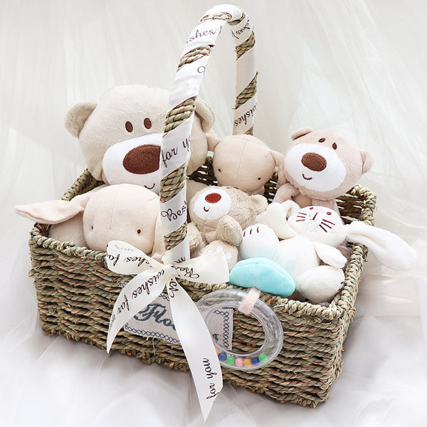 Flag Village Newborn Baby Color Cotton Toy Set Gift Box