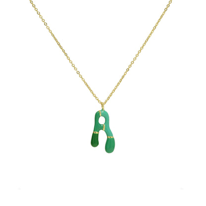 Flag Village Brass Epoxy Capsule 26 Letter Necklace For Women Initial Alphabet Pendant Necklace Fashion Link Chain Jewelry Gifts