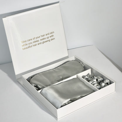 Flag Village Bright Version Silk Pillowcase Eye Mask Hair Ring Three-piece Set 22 M Gift Box Set