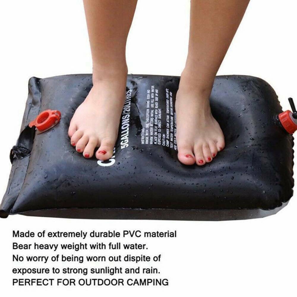 Flag Village 20L Camping Shower Portable Compact Solar Sun Heating Bath Bag Outdoor Travel