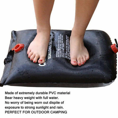 Flag Village 20L Camping Shower Portable Compact Solar Sun Heating Bath Bag Outdoor Travel