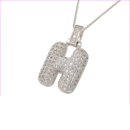 Flag Village Clavicle Chain Copper Micro Inlaid Zircon 26 Letter Pendant Necklace For Women's Birthday Jewelry Gifts