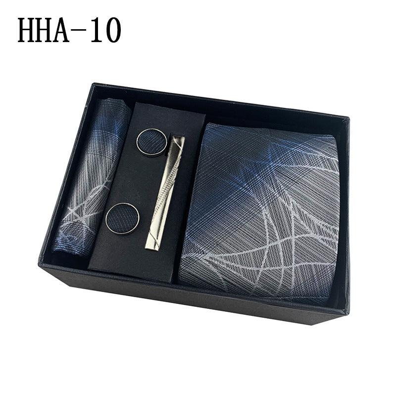 Flag Village Paisley Men's Tie Square Cuff Tie Clip Gift Set Business Casual Tie Black Gift Box