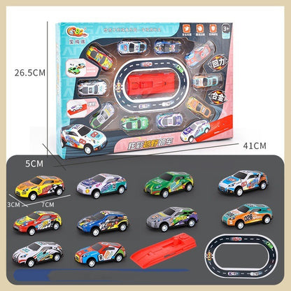 Flag Village Alloy Metal Car Model Non-duplicate Children's Simulation Model Car Set High-grade Gift Box