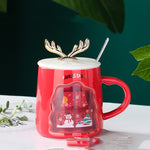 Flag Village Drinkware Christmas Mugs Coffee Cups Ceramic Merry Christmas Cups With Spoon Christmas Gifts For Coffee Cup Mug Handgrip Cup