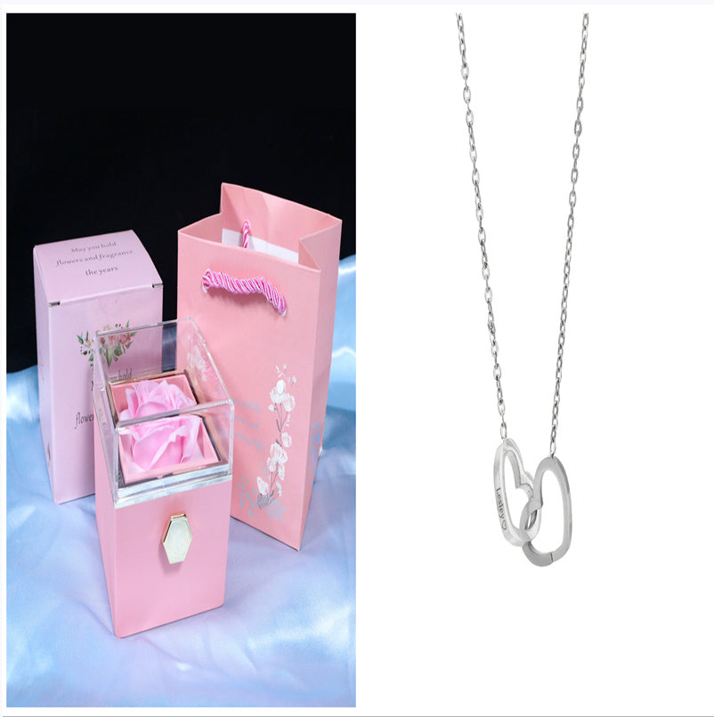 Flag Village Rotating Soap Flower Rose Gift Box Creative Rotating Rose Jewelry Packaging Box Valentine's Day Gift For Women