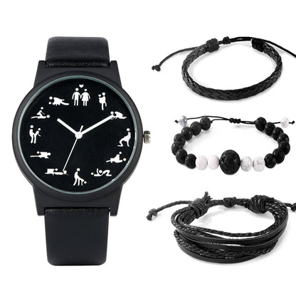 Flag Village Men's Gift Box Set Watch Fashion Watch Bracelet Set Quartz
