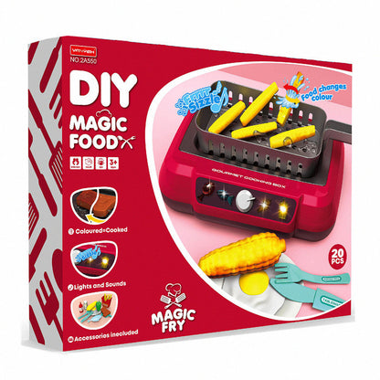 Flag Village Induction Kitchen Cooking Toys Diy Children's Play House Toy Food Recognize Change Color Toys Kids Gifts