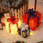Flag Village Remote Control Christmas Gift Box Lights Christmas Three-piece Decoration