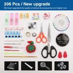 Flag Village 206Pcs Portable Sewing Kit Home Travel Case Needles Thread Scissors Set Box