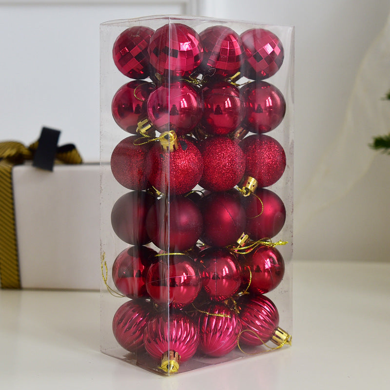 Flag Village Fashion 4cm Electroplating Gift Box Set Ball Small Christmas Tree Pendant