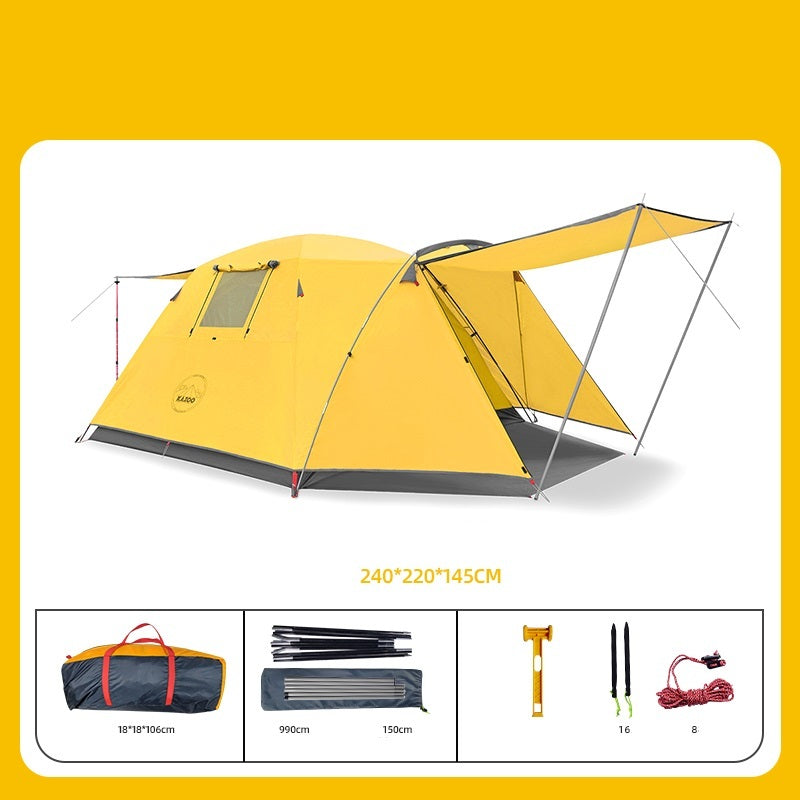 Flag Village Four Person Outdoor Camping Space Folding And Thickening Tent Rain And Sun Proof Outdoor