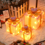 Flag Village Remote Control Christmas Gift Box Lights Christmas Three-piece Decoration