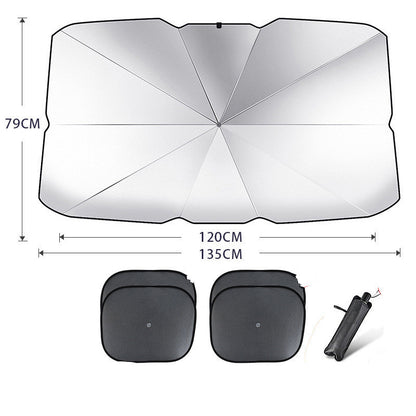 Flag Village Auto Tools Foldable Car Windshield Sun Shade Umbrella UV Protection Heat Insulation Parasol Auto Front Window Cover Interior Protector Summer Gadgets