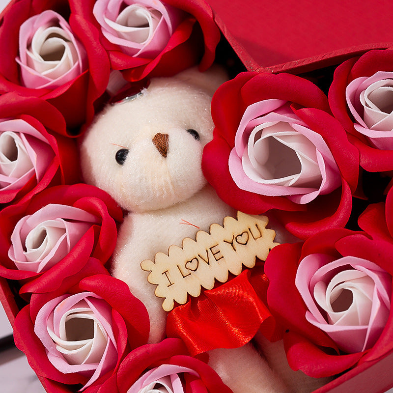 Flag Village Soap Flower Heart-shaped Rose Gift Box Valentine's Day Mother's Day Gift