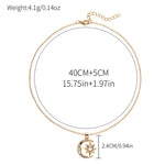 Flag Village Fashion Jewelry Fashion Moon Star Zircon Pendant Necklace Stainless Steel Light Luxury Choker Jewelry Party Gifts For Women Girls