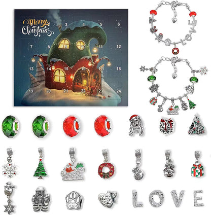 Flag Village Christmas Advent 24 Countdown Calendar Gift Box Bracelet Set