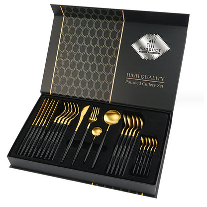 Flag Village Gift Box Stainless Steel Tableware 24-piece Set