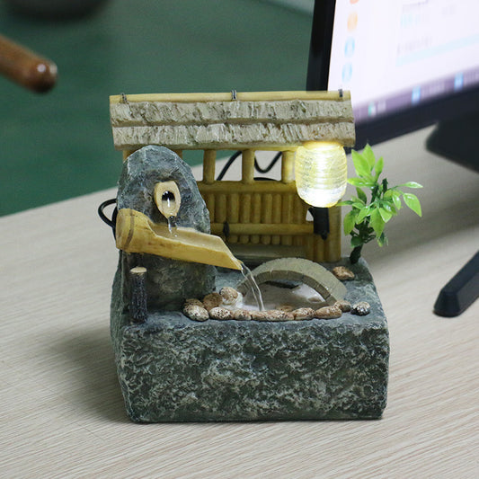 Small Creative USB Loop Flowing Water Ornaments Pastoral Desktop Front Office Company Opening Gifts Decorative Crafts