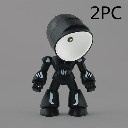 Flag Village Cute LED Hero Table Lamp Mini Portable Cool Mecha Cute Robot Night Light Bedroom Home Decoration Kids Boys Gifts