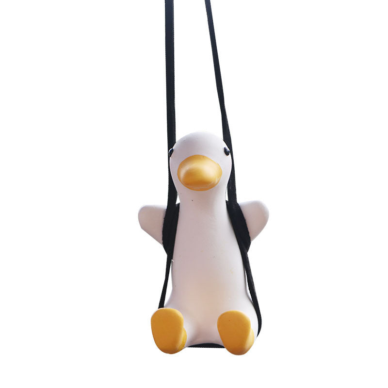 Flag Village Car Pendant Cute Anime Little Duck Swing Auto Rearview Mirror Hanging Ornaments Interior Decoraction Accessories For Girls Gifts