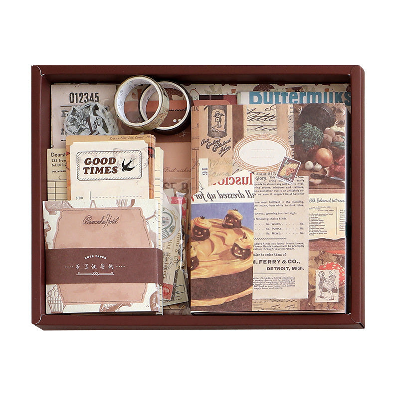 Flag Village Retro Gift Box 155-piece Set Ins Gift Box Notebook Tape Sticker Set