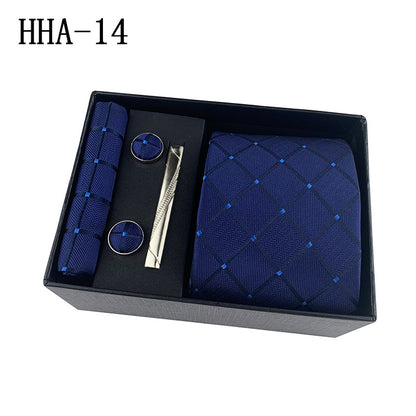 Flag Village Paisley Men's Tie Square Cuff Tie Clip Gift Set Business Casual Tie Black Gift Box