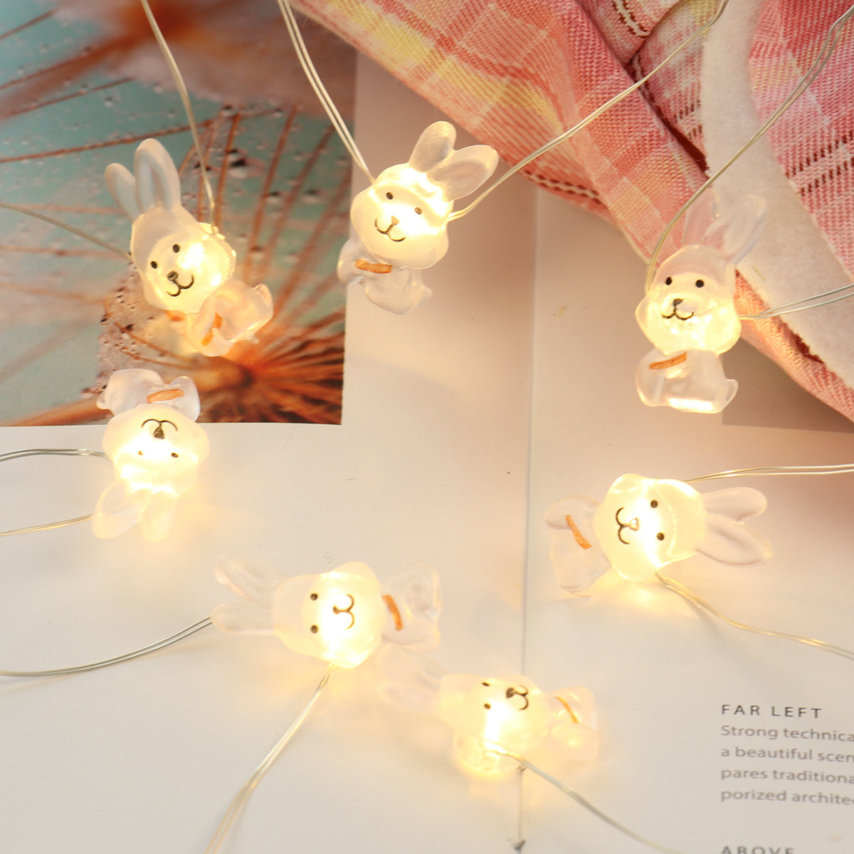 Flag Village Easter LED Bunny String Lights Easter Decoration For Home Carrot Rabbit Fairy Light Supplies Happy Easter Gifts Party Favor